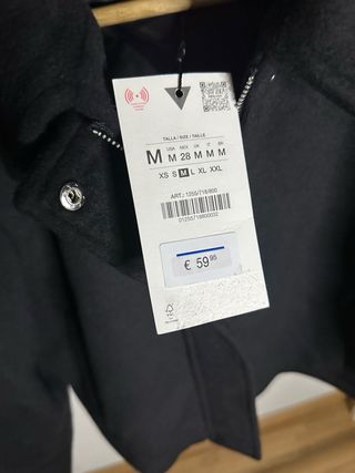 Abrigo Cropped Zara Woman Lana Negro Talla M