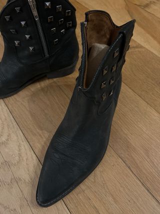 Botines Sandro Negros Tachuelas Cremallera