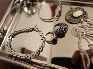 Conjunto de Joyas Plateadas y Azules Sin bandeja