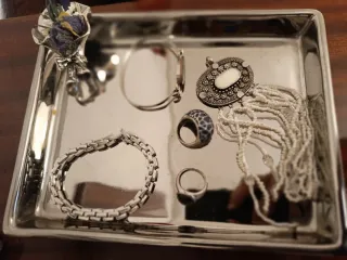 Conjunto de Joyas Plateadas y Azules Sin bandeja