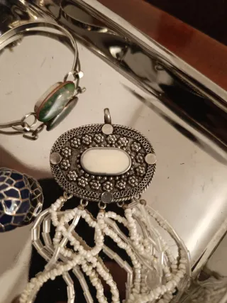 Conjunto de Joyas Plateadas y Azules Sin bandeja