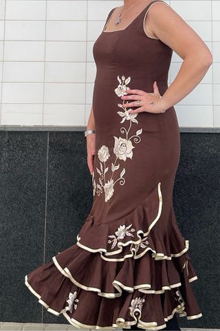 Traje de Flamenca elástico bordado Talla 44-48