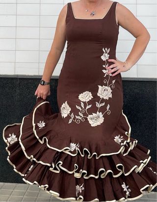 Traje de Flamenca elástico bordado Talla 44-48