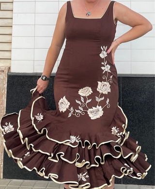 Traje de Flamenca elástico bordado Talla 44-48