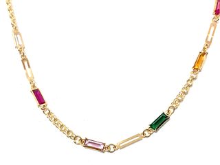 collar oro 18k con piedra 22cm