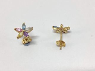 pendientes oro 18k con piedra con circonita