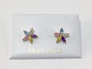 pendientes oro 18k con piedra con circonita