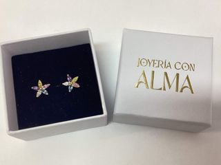 pendientes oro 18k con piedra con circonita