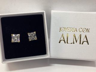 pendientes oro 18k con piedra con circonita