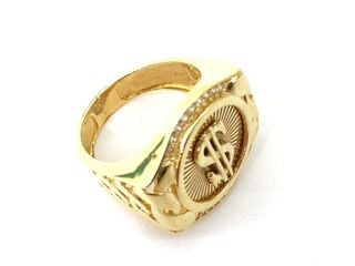 sello oro 18k con piedra con circonita