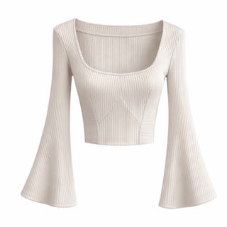 Top blanco manga acampanada