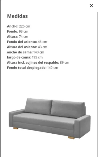 Divano Letto Grigio in Tessuto GRALVIKEN