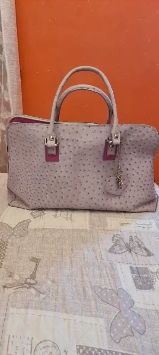 Borsa in pelle donna grigio/viola
