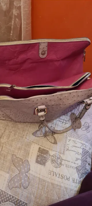 Borsa in pelle donna grigio/viola