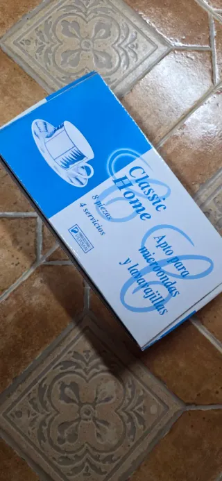 Juego 4 Tazas Café Porcelana Azul/Blanco