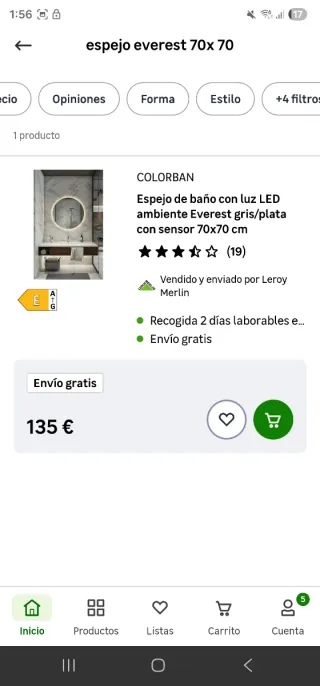 Espejo Redondo Colorban con Luz LED 70cm