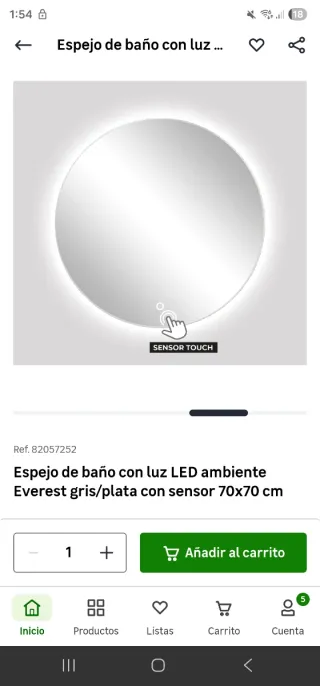 Espejo Redondo Colorban con Luz LED 70cm