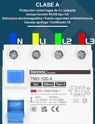 Interruptor Diferencial 4P 16A 300mA Tipo A Nuevo