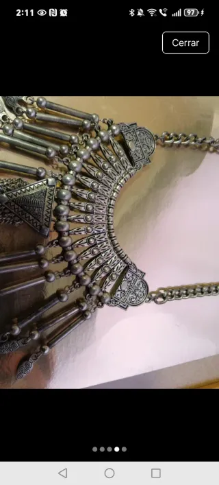 Collar plateado cadena gruesa colgantes