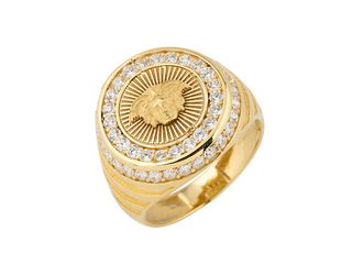 sello oro 18k con piedra con circonita