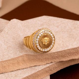 sello oro 18k con piedra con circonita