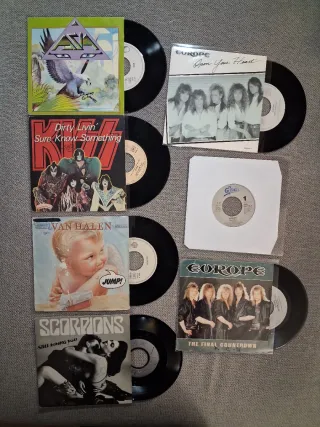 Lote 7 discos vinilo heavy rock singles 7" 45 rpm