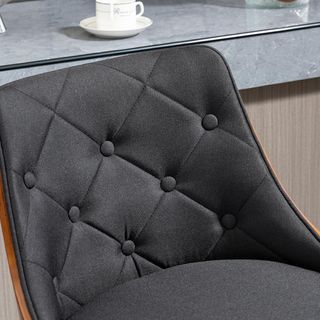 Set di 2 Sgabelli da Bar Girevoli per Cucina e Soggiorno, Sgabelli Moderni con Altezza Regolabile in Tessuto Traspirante, 47.5X50X93.5-116 Cm, Nero e Noce