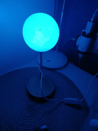 Lámpara Luna Madera y Plástico