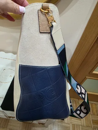 Bandolera Purificación García Beige/Azul