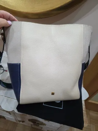 Bandolera Purificación García Beige/Azul