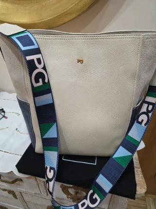 Bandolera Purificación García Beige/Azul