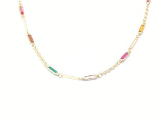 collar oro 18k con piedra con circonita 22cm