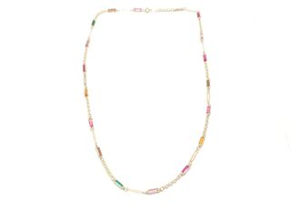 collar oro 18k con piedra con circonita 22cm