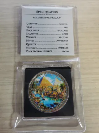 Moneda 5 Dólares Canadá Río Nilo Antiguo Egipto