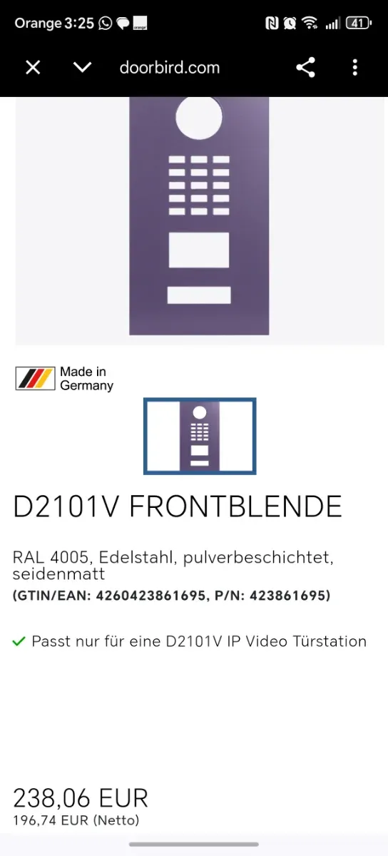 Placa DoorBird D21 IP Videoportero