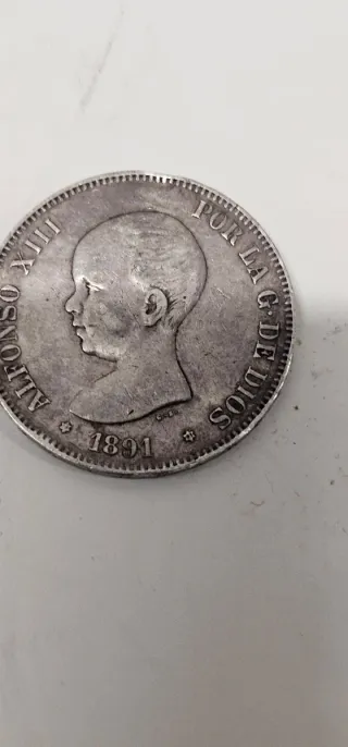 Moneda Plata Alfonso XIII 1891