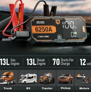 Arrancador Coche 6250A 30000mAh 12V Portátil