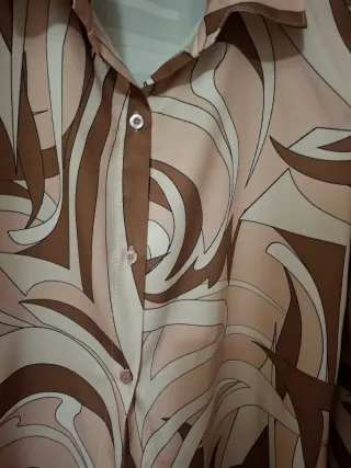 Camicia donna fantasia beige e marrone