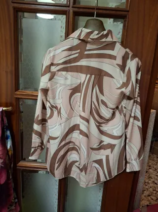 Camicia donna fantasia beige e marrone