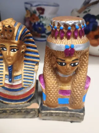 Coppie Egiziane Statuette Dorate