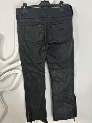 Pantalón moto cuero mujer bordado Held