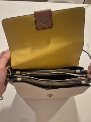 Bolso Parfois bandolera beige y amarillo