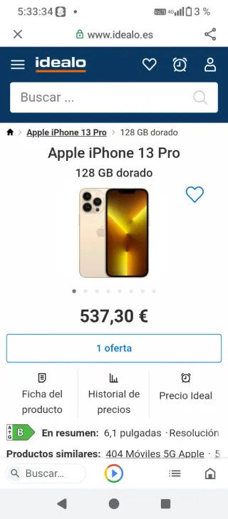 iPhone 13 Pro Max Oro 128GB