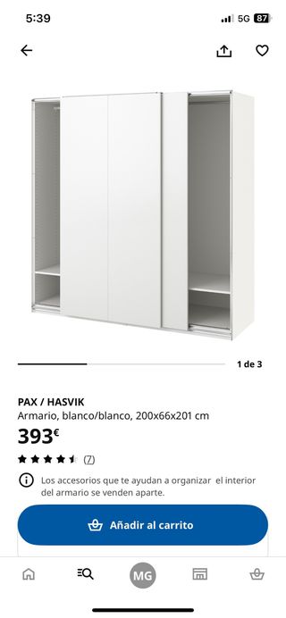 Armario PAX/HASVIK blanco 200cm