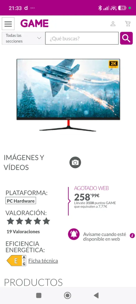 Monitor Gaming GAME 27 QHD 144Hz