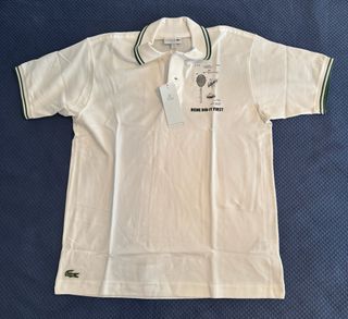 Lacoste Polo Bianco Taglia M Motivo Tennis Nuovo