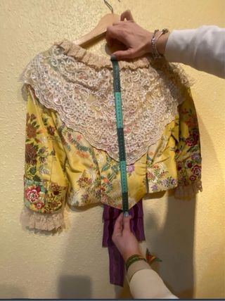 Traje Fallera Mayor Amarillo Encaje Floral