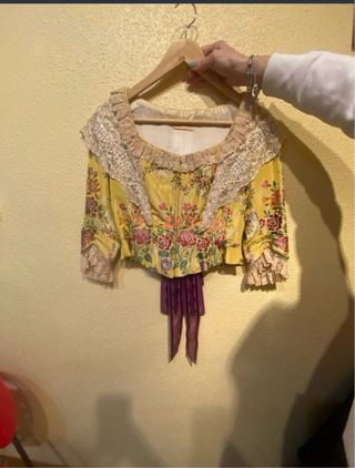 Traje Fallera Mayor Amarillo Encaje Floral