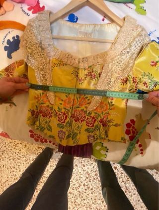 Traje Fallera Mayor Amarillo Encaje Floral