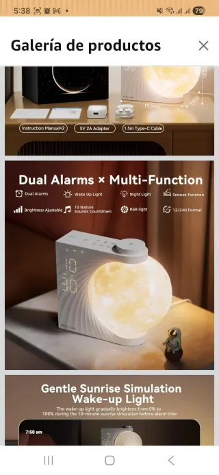 Reloj Despertador Luz Sunrise Sonidos Naturaleza